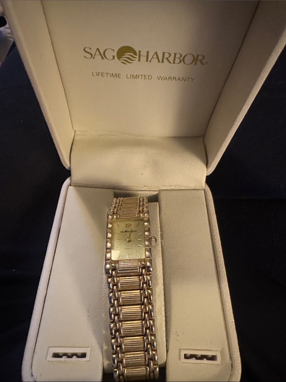 Sag Harbor Gold Tone Women's Bracelet Watch with Rectangular Dial rare